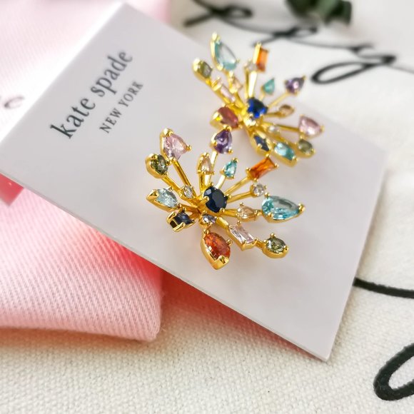 Kate Spade Floral Delicate Statement Earrings - Firework Floral Multi Gold - Picture 2 of 3